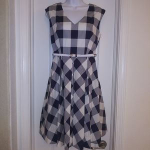 Eliza J V-Neck Fit and Flare Sleeveless Dress